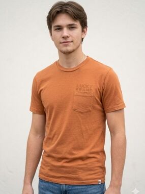 Lucky Brand Men's Short Sleeve Pocket Tee - Burnt Orange